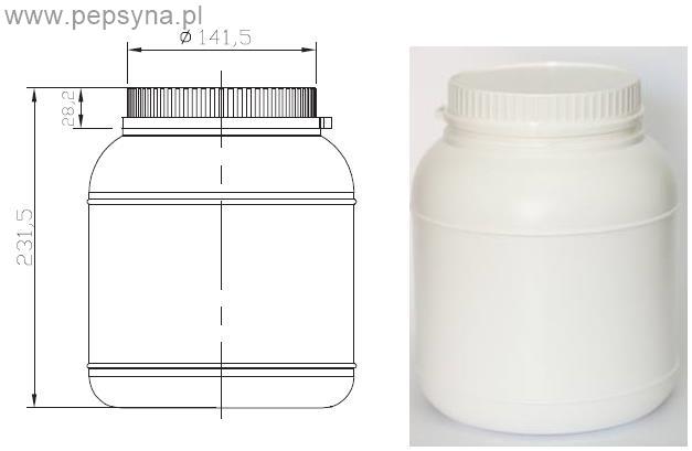 Pojemnik PE, poj. 5000 ml, zakręcany, dla farmacji (apteczny), jałowy